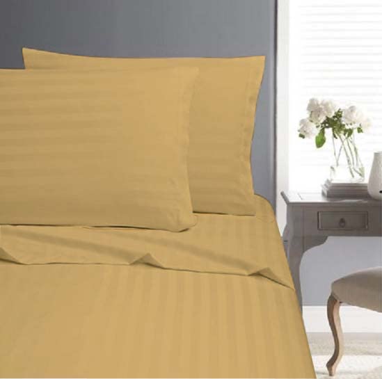 LINENWALAS 300 TC 100% Cotton Satin Stripes King Bed Sheet - Premium Hotel Bedsheet and 2 Pillow Covers Set for Hotels, Guest House & B&B (White,100x108 inch)