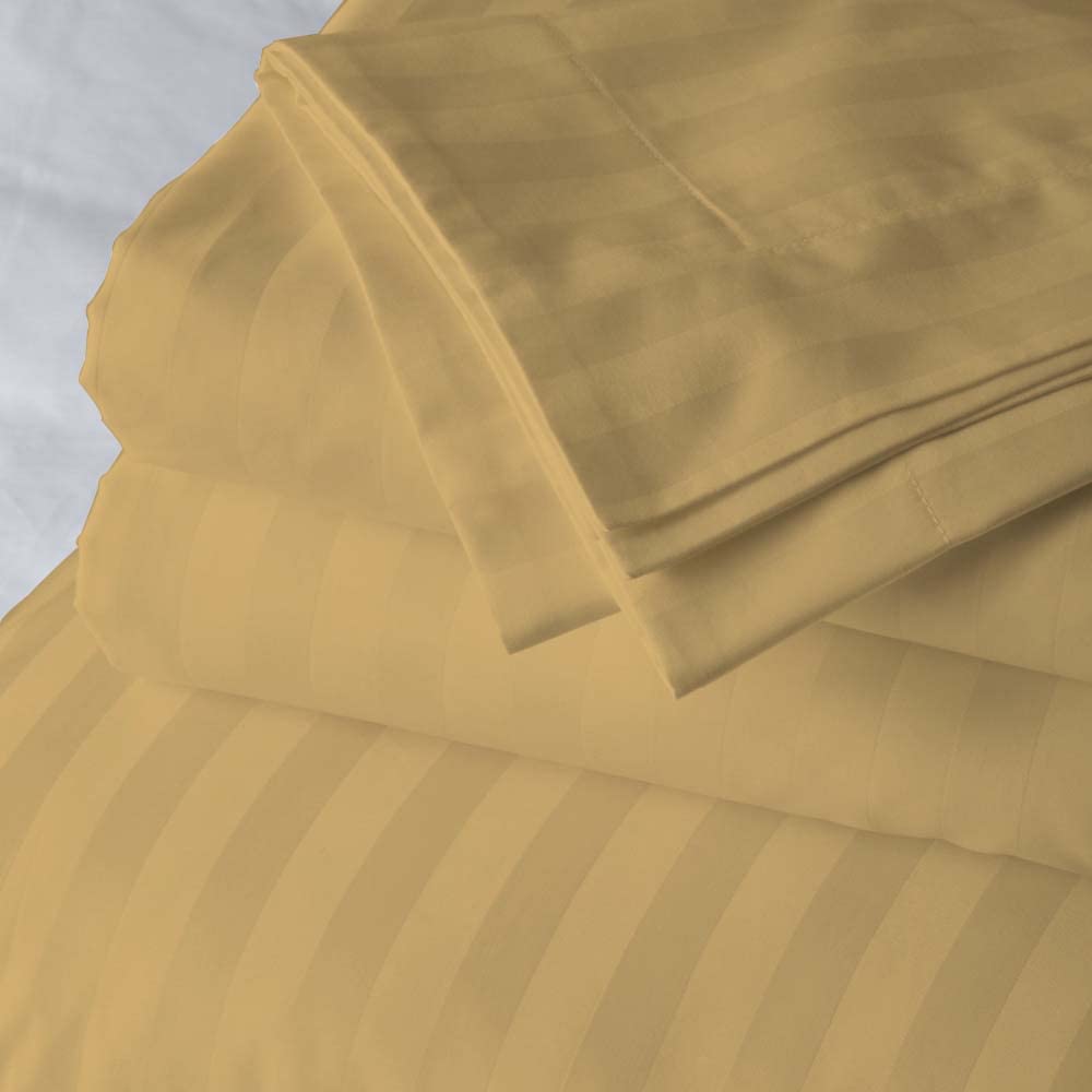 LINENWALAS 300 TC 100% Cotton Satin Stripes King Bed Sheet - Premium Hotel Bedsheet and 2 Pillow Covers Set for Hotels, Guest House & B&B (White,100x108 inch)