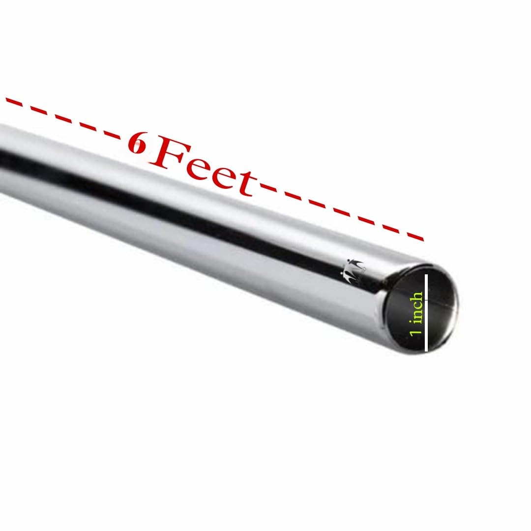 Jindal Stainless Steel (Heavy Duty) 1 Inch Curtain Pipe Length: 6 Feet (72 Inches) Pack Of 2, SILVER