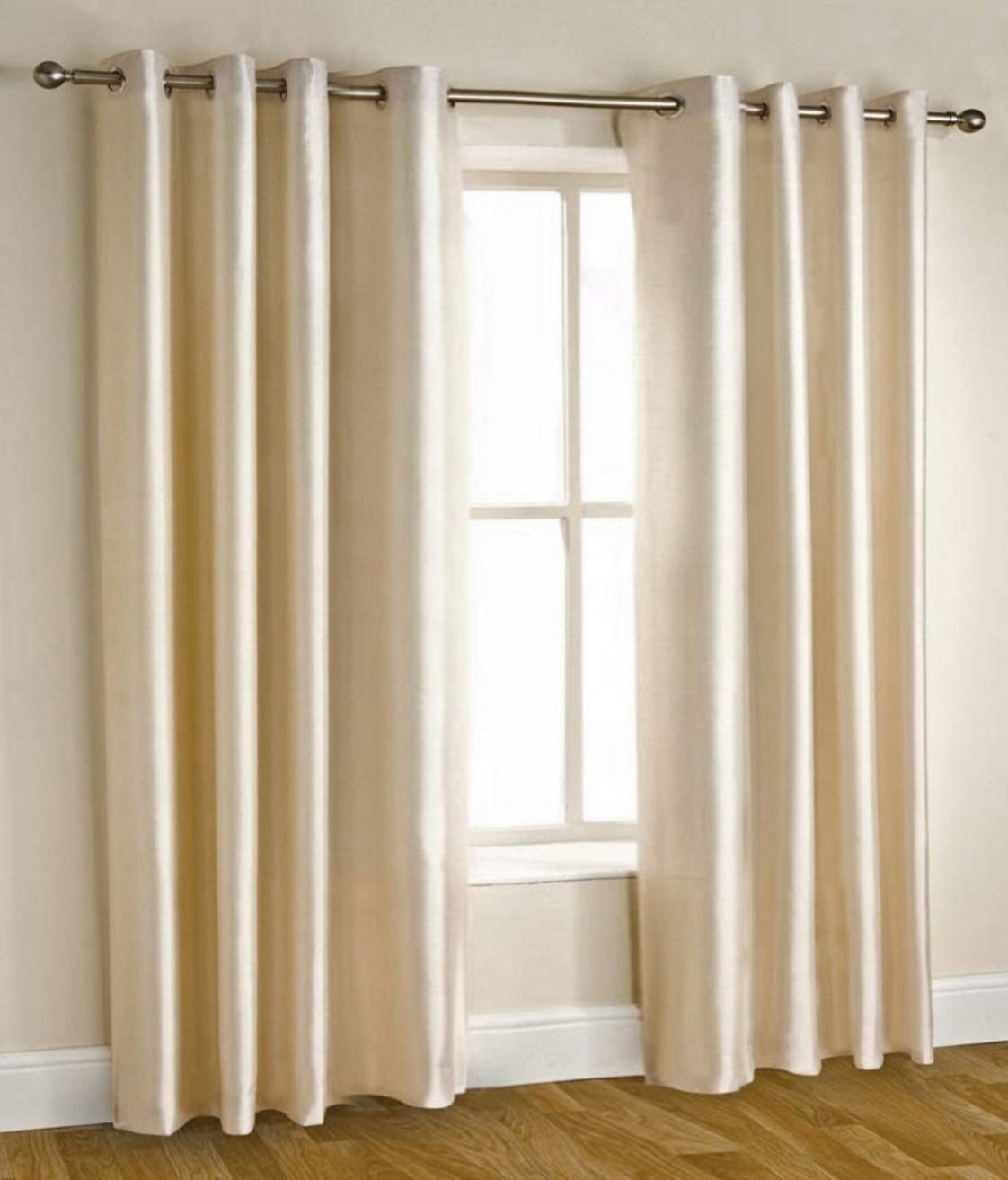 Homefab India Pack of 1 Royal Silky Cream Door Curtain with Stainless Steel Eyelets - 7 feet