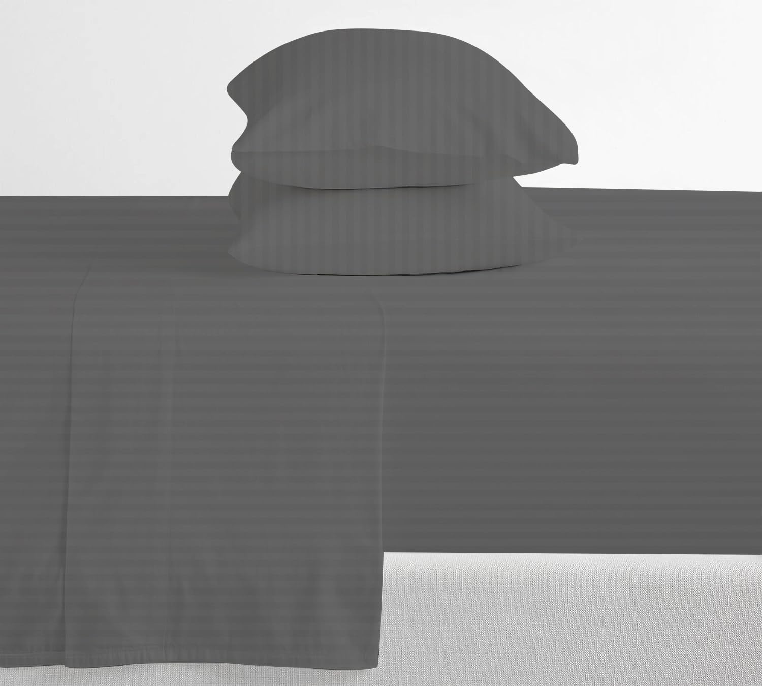 LINENWALAS 300 TC 100% Cotton Satin Stripes King Bed Sheet - Premium Hotel Bedsheet and 2 Pillow Covers Set for Hotels, Guest House & B&B (White,100x108 inch)