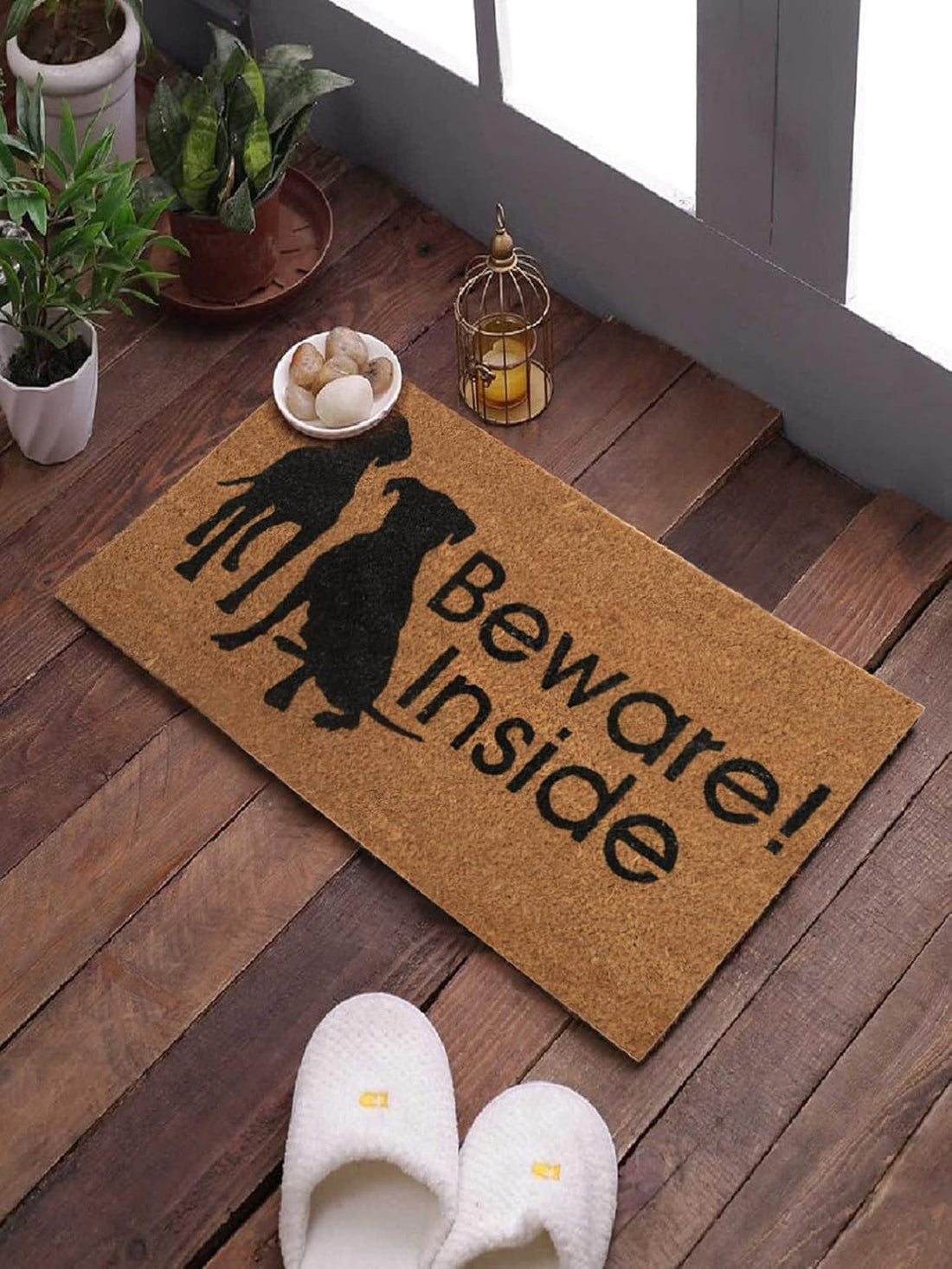 SWHF Doormat Mat for Front Door Entrance, Entryway Doormat with Non-Slip PVC Backing for Outdoor and Indoor Use, 14 x 24 Inch Coir Door Mats for Front Porch- Diamond