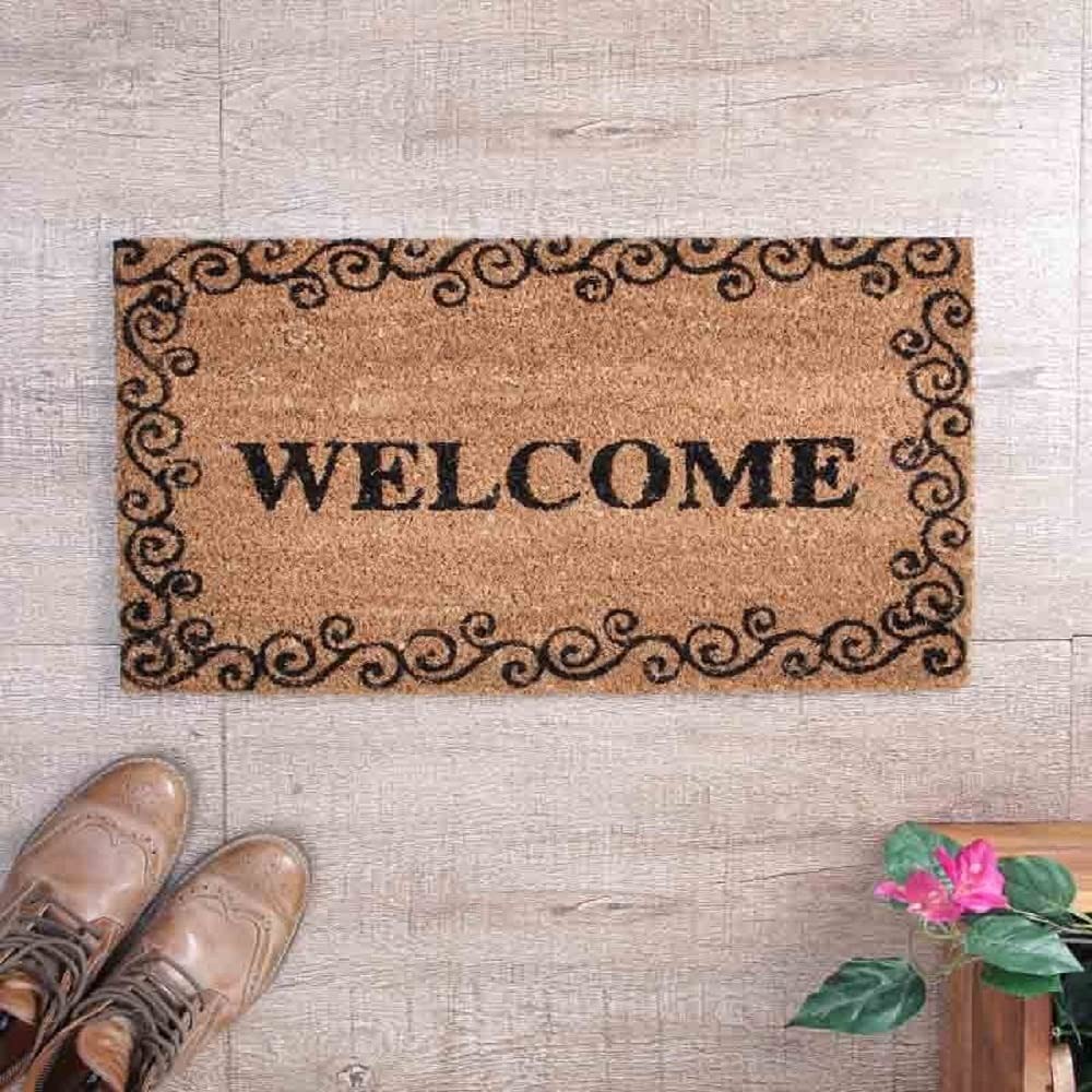 SWHF Doormat Mat for Front Door Entrance, Entryway Doormat with Non-Slip PVC Backing for Outdoor and Indoor Use, 14 x 24 Inch Coir Door Mats for Front Porch- Diamond