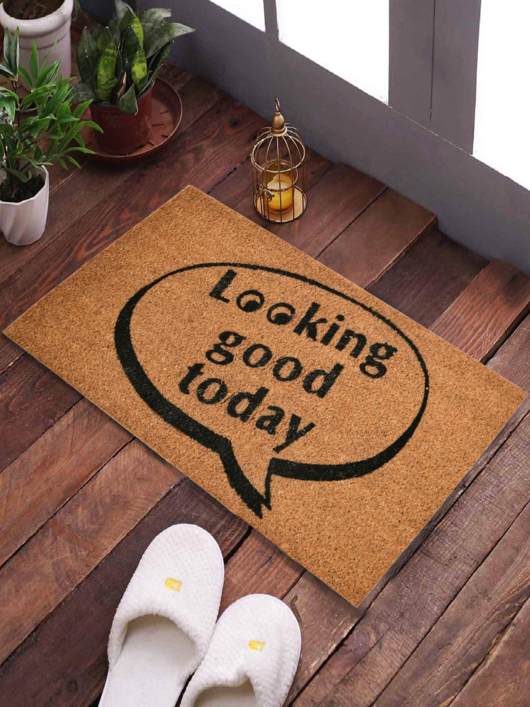 SWHF Doormat Mat for Front Door Entrance, Entryway Doormat with Non-Slip PVC Backing for Outdoor and Indoor Use, 14 x 24 Inch Coir Door Mats for Front Porch- Diamond