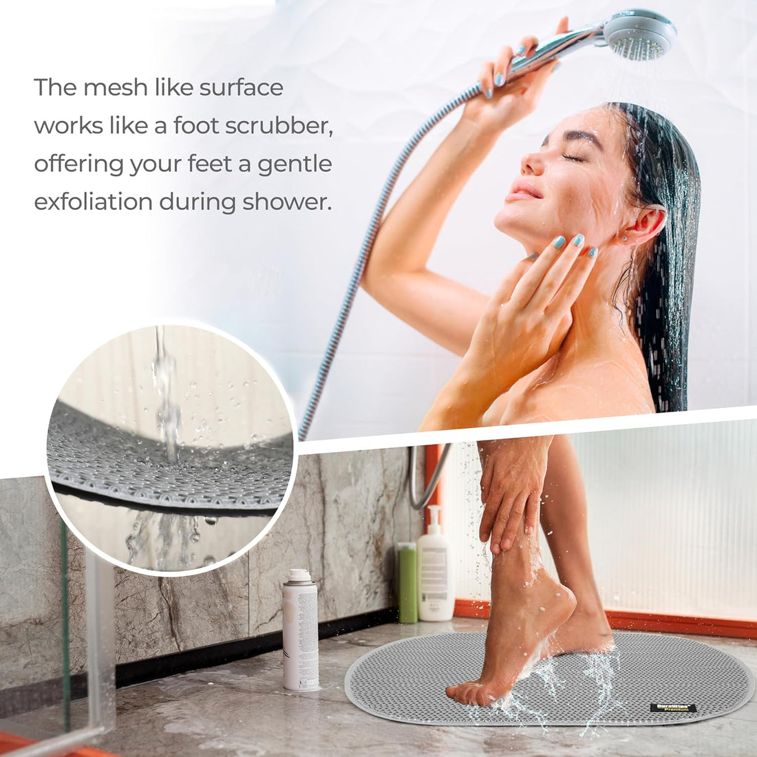 Roll over image to zoom in   2 VIDEOS     2+ DuroWipe - All PURPOSE MATTING Premium Bathroom Mat, Bath Mats for Shower, Pool Area, Non Slip PVC Door Mats for Home Entrance, Outdoor, Indoor, 6 mm Thick Zig-zag Jali Mat, 43x69 cm Rectangle Green