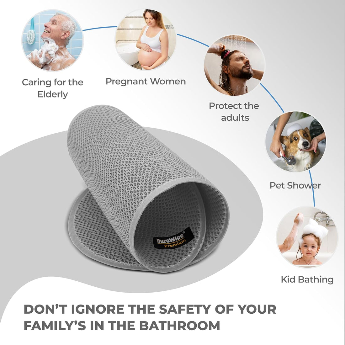 Roll over image to zoom in   2 VIDEOS     2+ DuroWipe - All PURPOSE MATTING Premium Bathroom Mat, Bath Mats for Shower, Pool Area, Non Slip PVC Door Mats for Home Entrance, Outdoor, Indoor, 6 mm Thick Zig-zag Jali Mat, 43x69 cm Rectangle Green