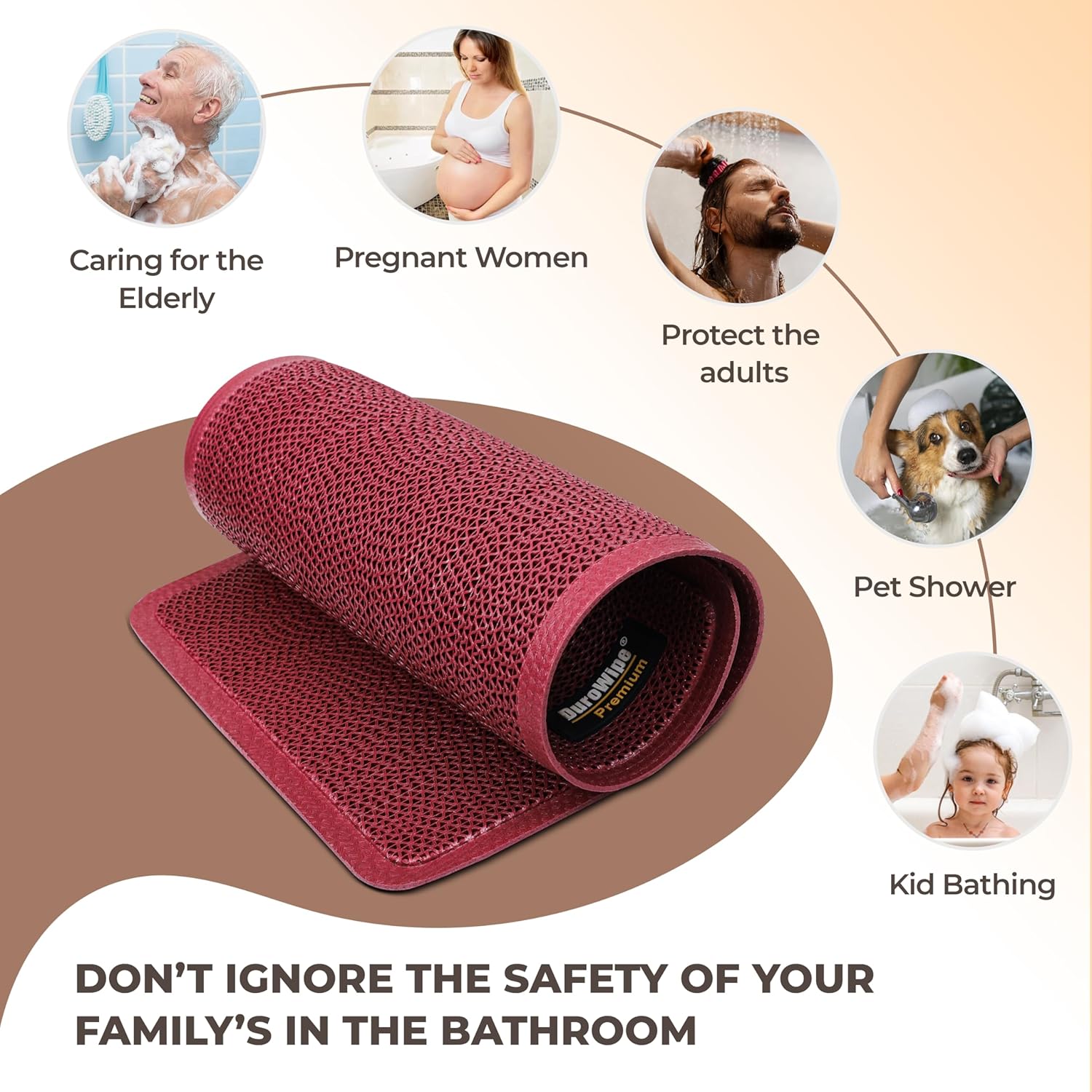 DuroWipe - All PURPOSE MATTING Premium Bathroom Mat, Bath Mats for Shower, Pool Area, Non Slip PVC Door Mats for Home Entrance, Outdoor, Indoor, 6 mm Thick Zig-zag Jali Mat, 43x69 cm Rectangle Green