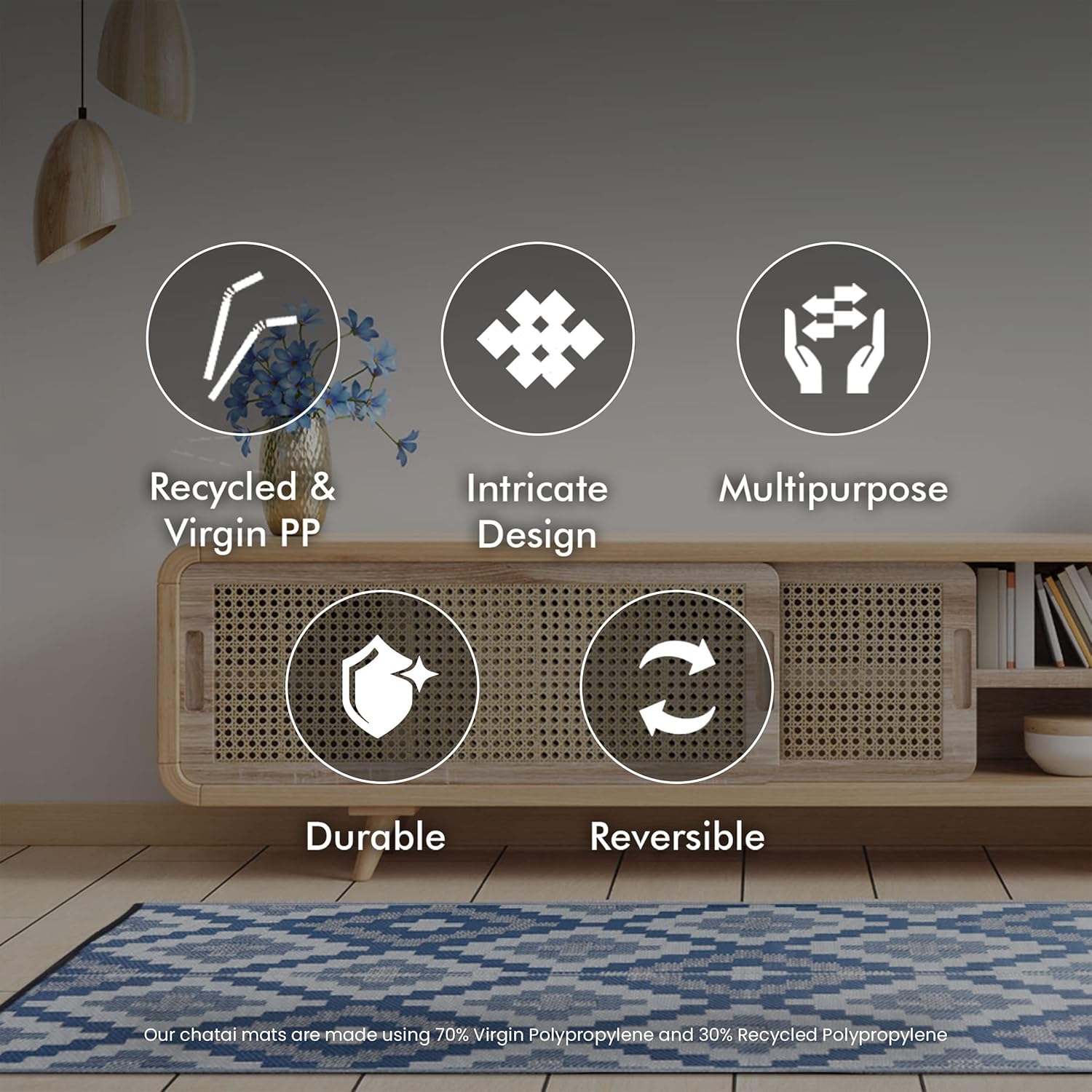 Sapana Carpet-Mats Chatai Mats for Home Multipurpose Foldable Reversible Floor Mat Rectangular Plastic Mat for Floor, Sleeping, Travel, Outdoor, Indoor