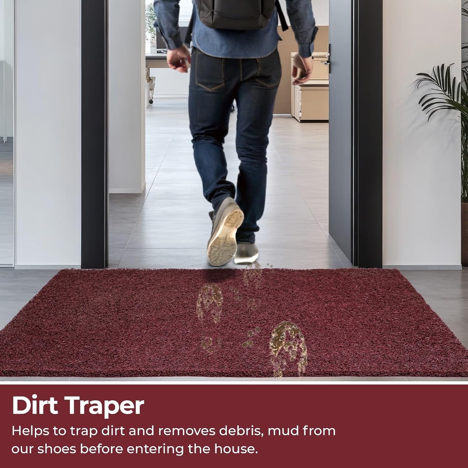 DURO SOFT MATS Eco Non Slip PVC Door Mats for Home Entrance, Mat for Living Room, Kitchen Floor, Sink, Outdoor, Indoor, Bathroom, 12 mm Thick Waterproof Doormat/Runner/Rug, 4x4ft, Square, Grey