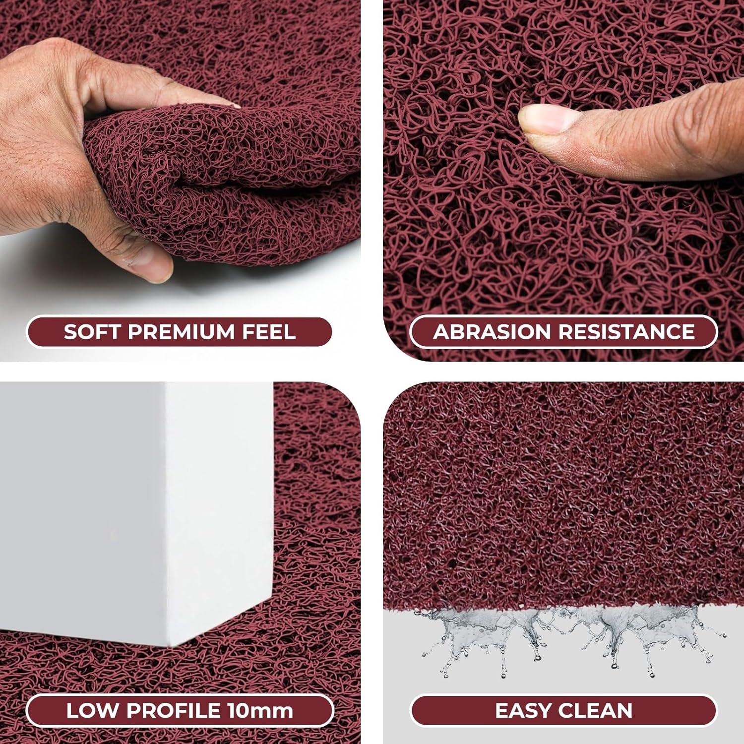 DURO SOFT MATS Eco Non Slip PVC Door Mats for Home Entrance, Mat for Living Room, Kitchen Floor, Sink, Outdoor, Indoor, Bathroom, 12 mm Thick Waterproof Doormat/Runner/Rug, 4x4ft, Square, Grey