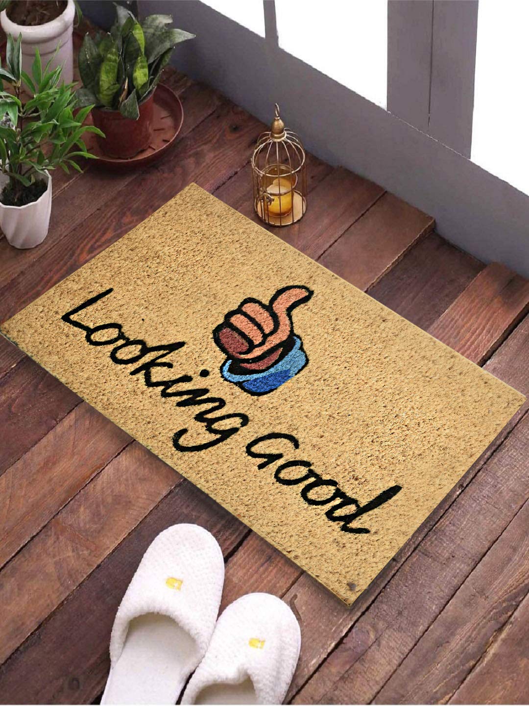 SWHF Doormat Mat for Front Door Entrance, Entryway Doormat with Non-Slip PVC Backing for Outdoor and Indoor Use, 14 x 24 Inch Coir Door Mats for Front Porch- Diamond