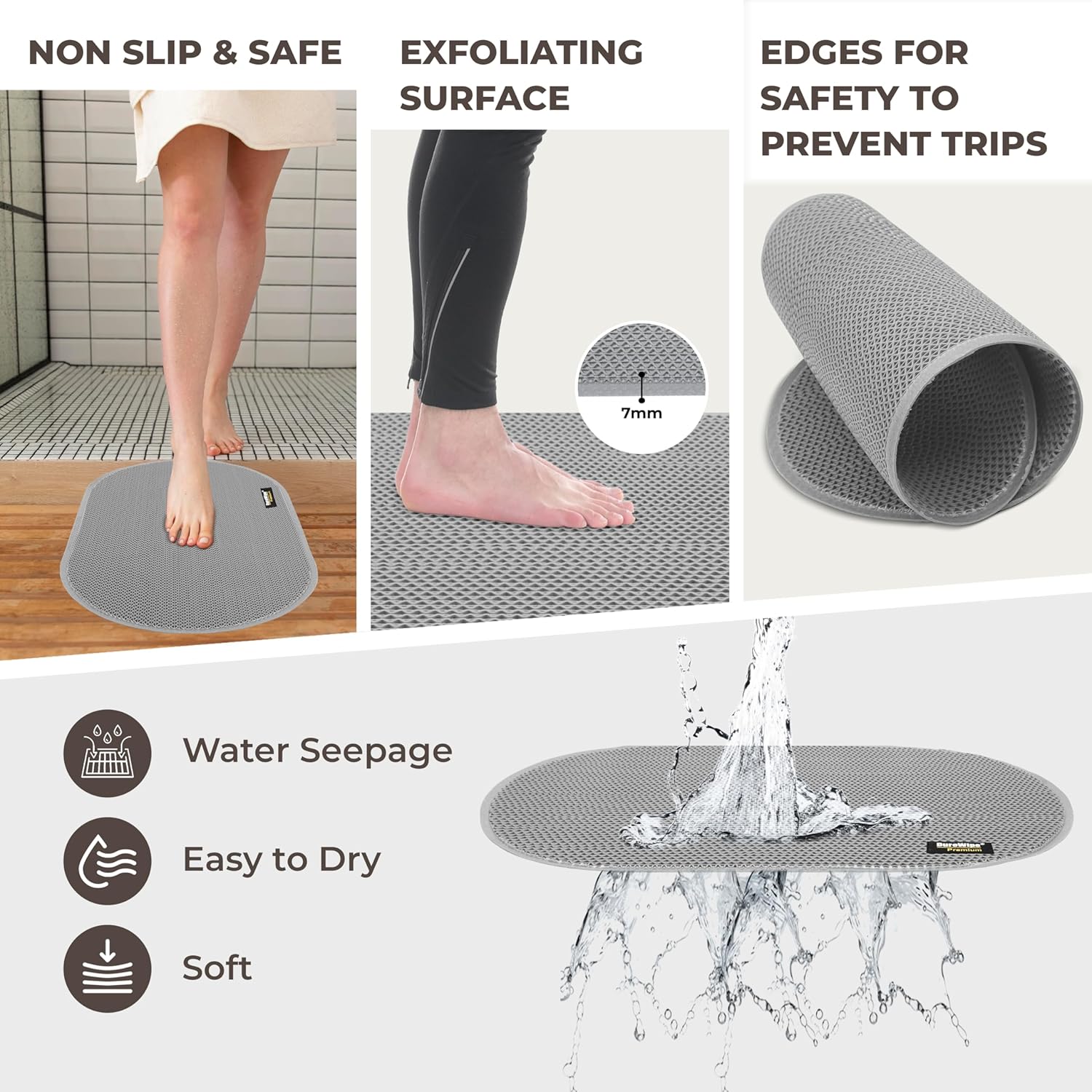 DuroWipe - All PURPOSE MATTING Premium Bathroom Mat, Bath Mats for Shower, Pool Area, Non Slip PVC Door Mats for Home Entrance, Outdoor, Indoor, 6 mm Thick Zig-zag Jali Mat, 43x69 cm Rectangle Green