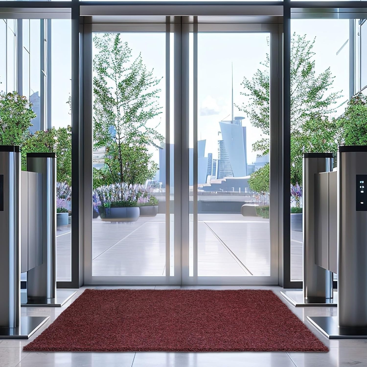 DURO SOFT MATS Eco Non Slip PVC Door Mats for Home Entrance, Mat for Living Room, Kitchen Floor, Sink, Outdoor, Indoor, Bathroom, 12 mm Thick Waterproof Doormat/Runner/Rug, 4x4ft, Square, Grey