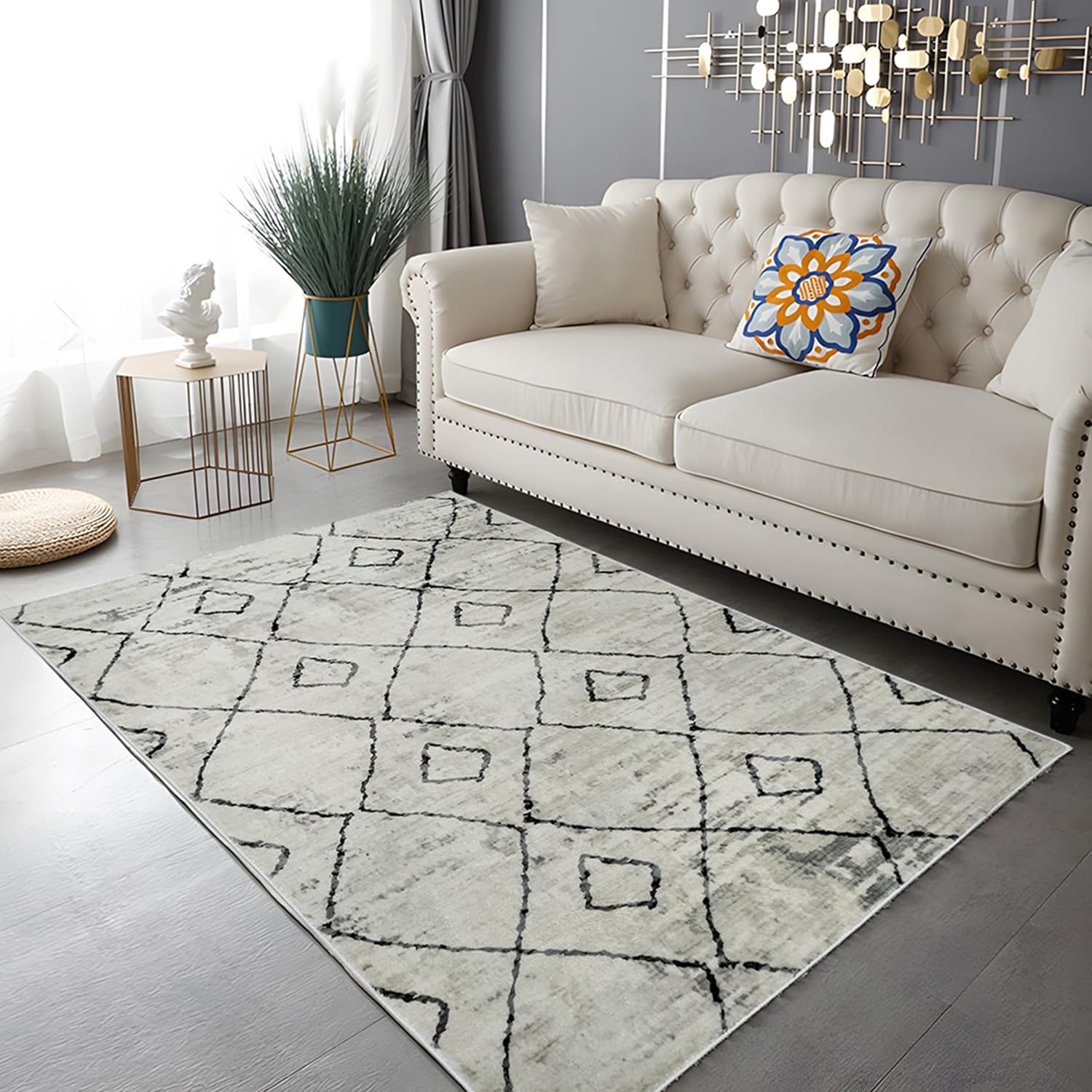 Soft Anti Slip Microfiber Carpet for Living Room, Bedroom