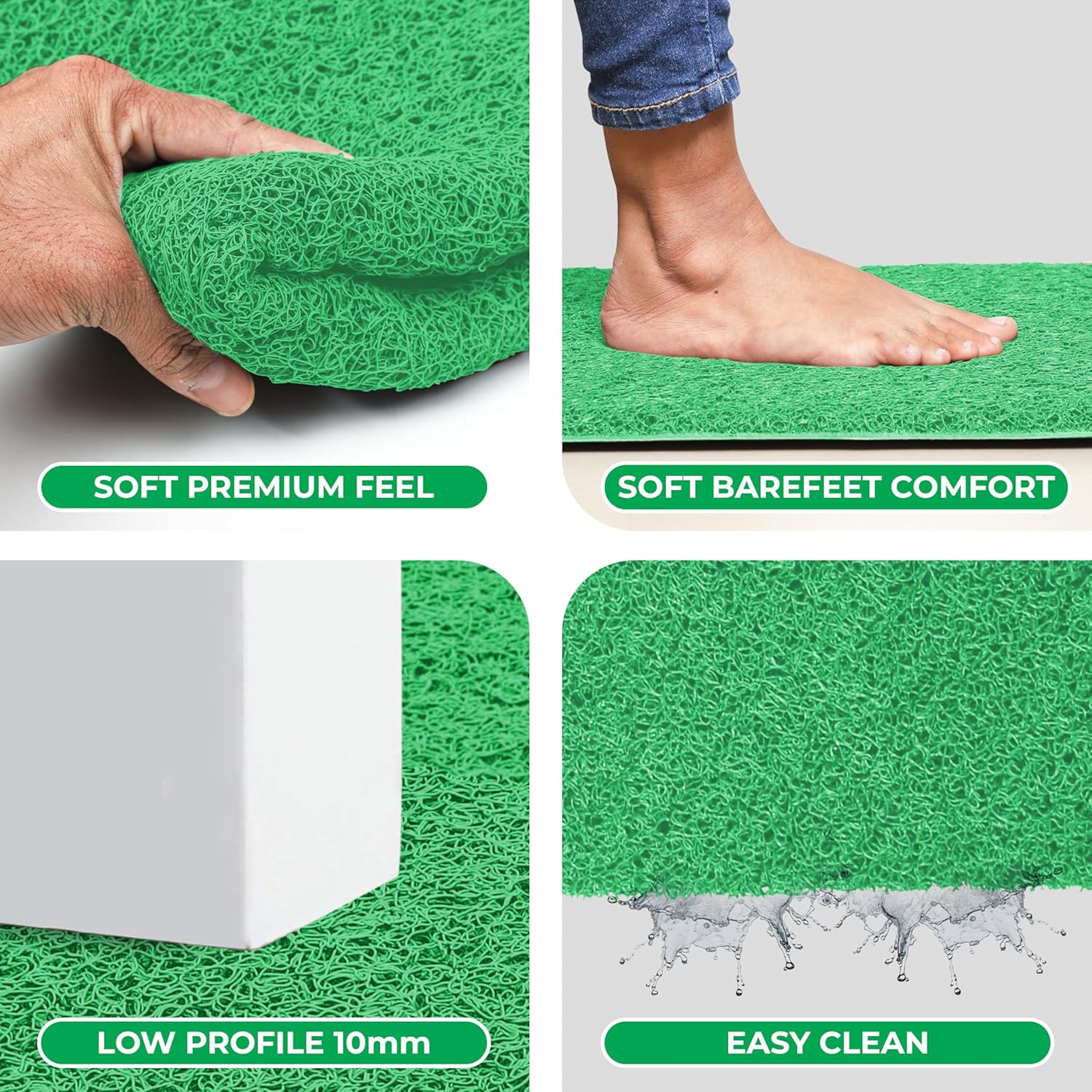 DURO SOFT MATS Eco Non Slip PVC Door Mats for Home Entrance, Mat for Living Room, Kitchen Floor, Sink, Outdoor, Indoor, Bathroom, 12 mm Thick Waterproof Doormat/Runner/Rug, 4x4ft, Square, Grey