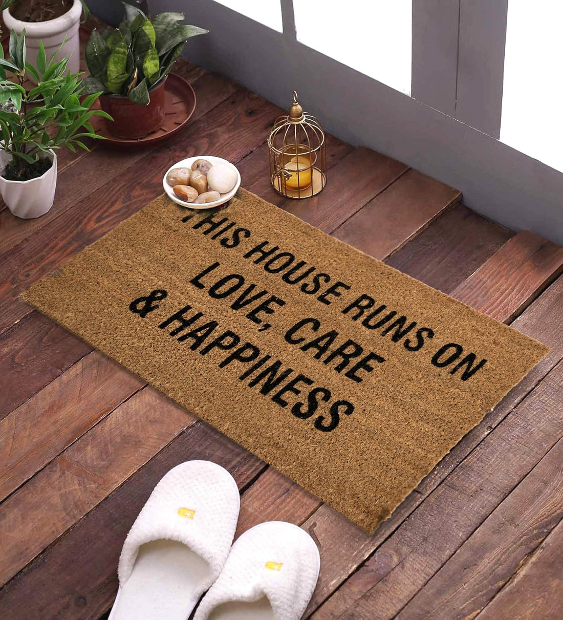 SWHF Doormat Mat for Front Door Entrance, Entryway Doormat with Non-Slip PVC Backing for Outdoor and Indoor Use, 14 x 24 Inch Coir Door Mats for Front Porch- Diamond