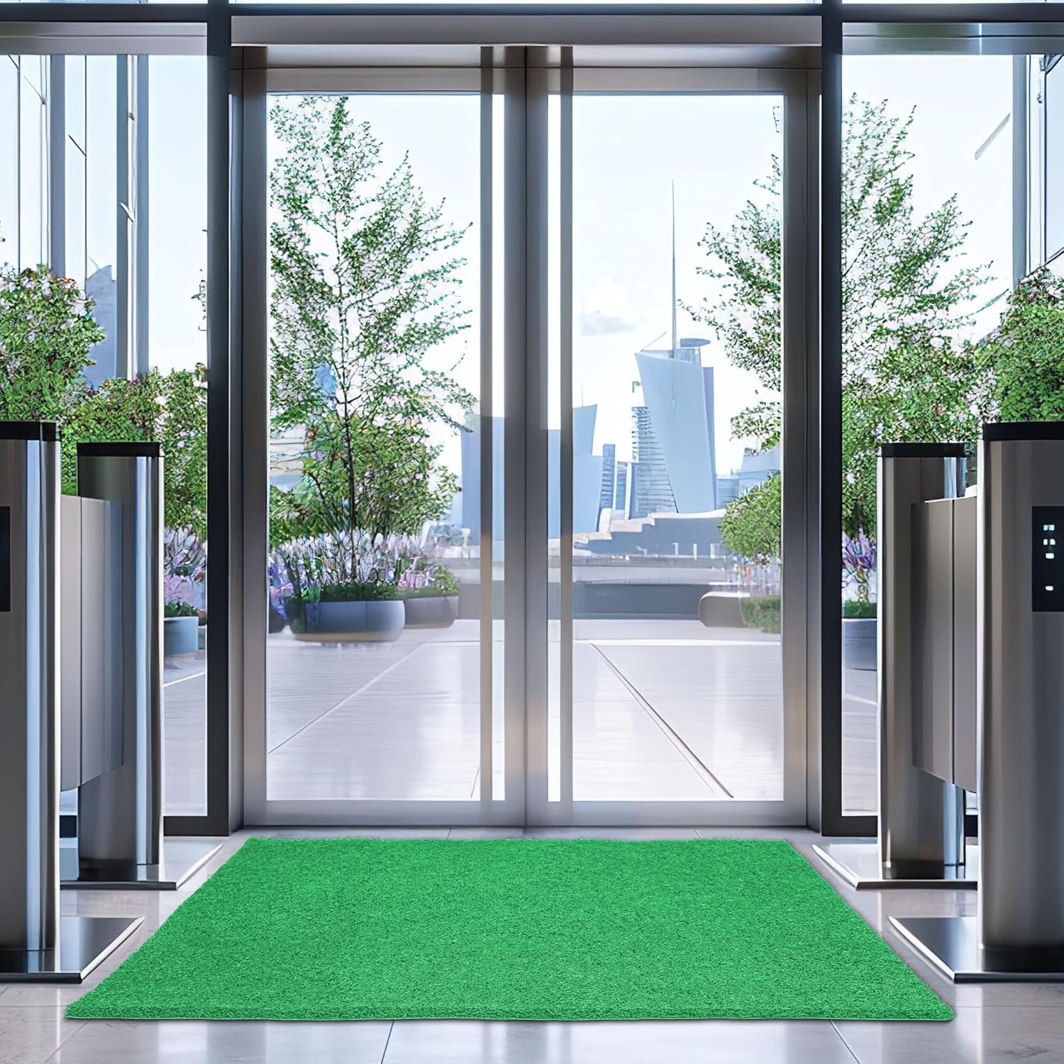 DURO SOFT MATS Eco Non Slip PVC Door Mats for Home Entrance, Mat for Living Room, Kitchen Floor, Sink, Outdoor, Indoor, Bathroom, 12 mm Thick Waterproof Doormat/Runner/Rug, 4x4ft, Square, Grey