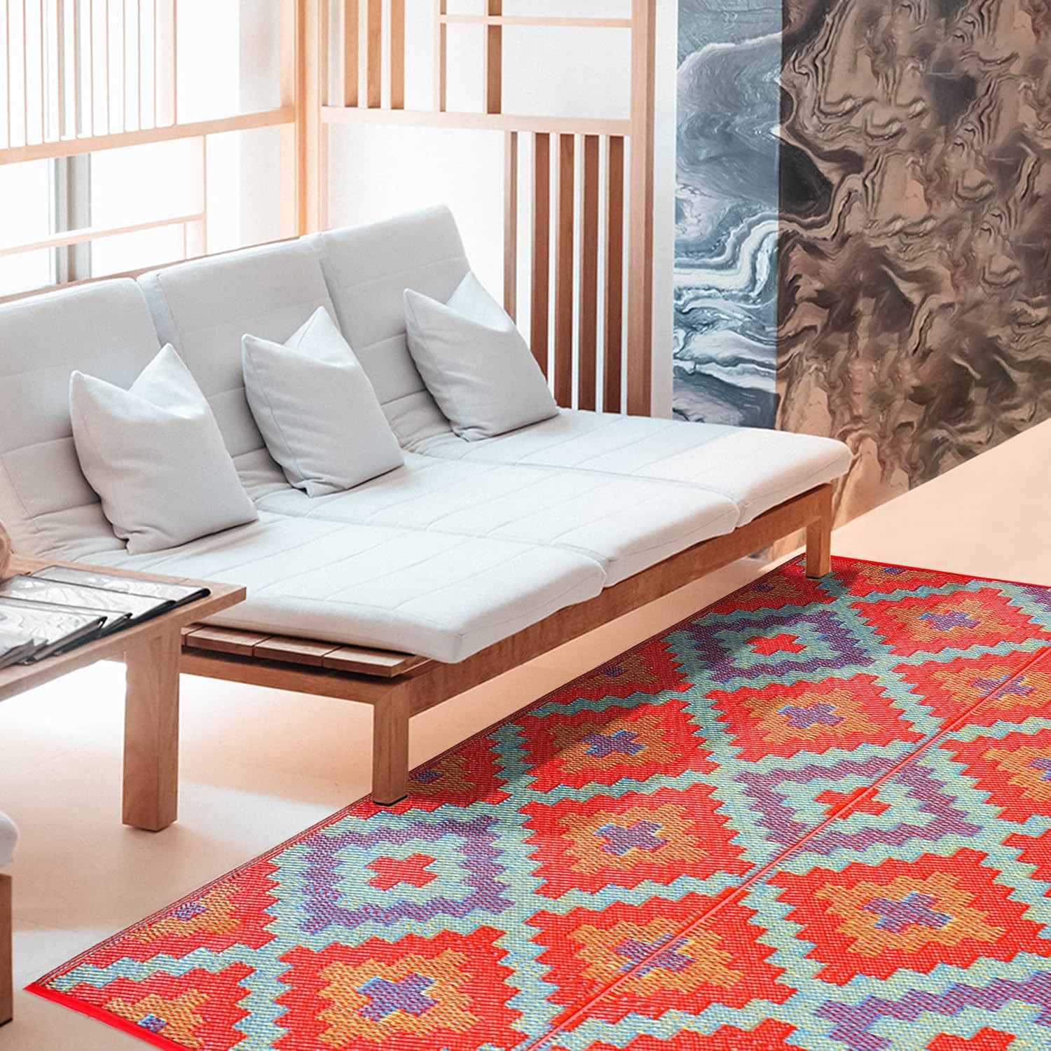 Sapana Carpet-Mats Chatai Mats for Home Multipurpose Foldable Reversible Floor Mat Rectangular Plastic Mat for Floor, Sleeping, Travel, Outdoor, Indoor