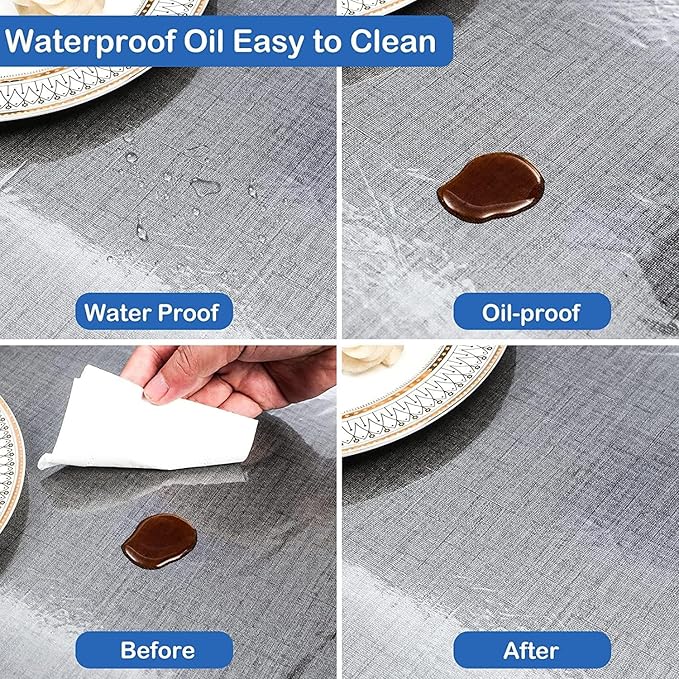 Homerz Premium High Thickness Transparent Table Cover with Lace, Durable and Waterproof