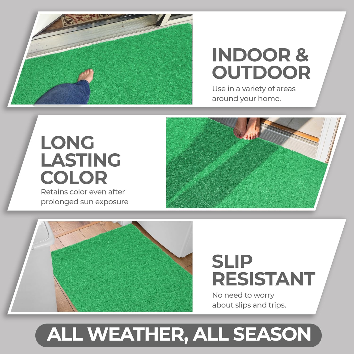 DURO SOFT MATS Eco Non Slip PVC Door Mats for Home Entrance, Mat for Living Room, Kitchen Floor, Sink, Outdoor, Indoor, Bathroom, 12 mm Thick Waterproof Doormat/Runner/Rug, 4x4ft, Square, Grey