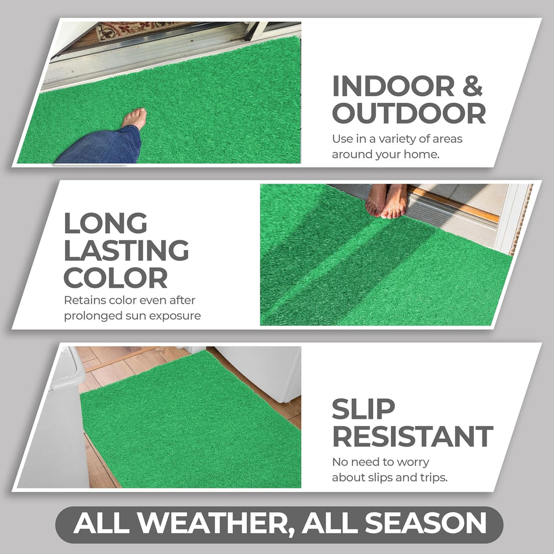 DURO SOFT MATS Eco Non Slip PVC Door Mats for Home Entrance, Mat for Living Room, Kitchen Floor, Sink, Outdoor, Indoor, Bathroom, 12 mm Thick Waterproof Doormat/Runner/Rug, 4x4ft, Square, Grey