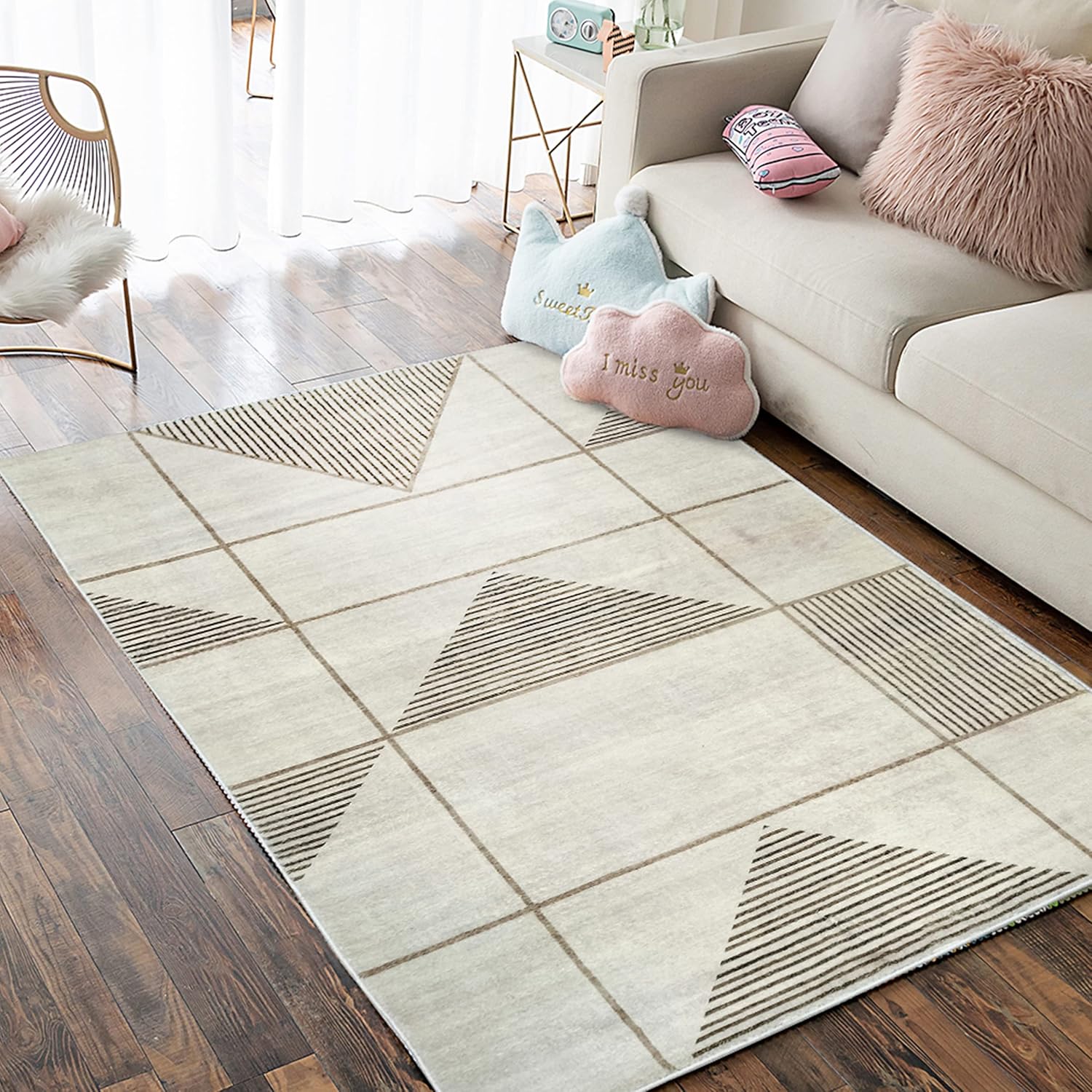 Soft Anti Slip Microfiber Carpet for Living Room, Bedroom