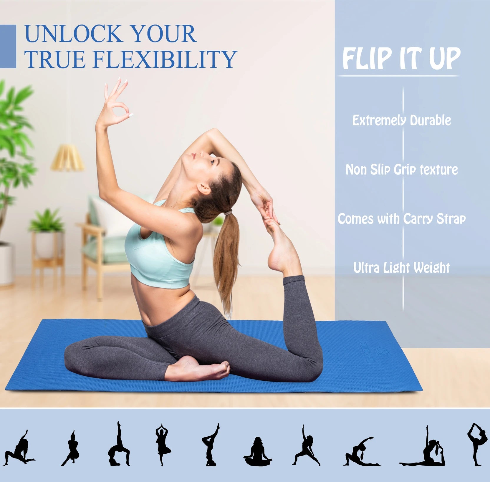 Quick Shel EVA Anti Slip Home Gym Exercise Workout Fitness for Men Women Kids 6 mm and 8 mm Yoga Mat